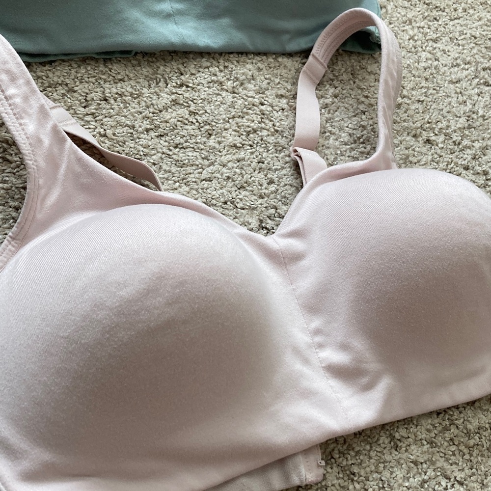 Vanity Fair Radiant Seamless Wirefree Bra Bundle Large Blush and Jade - Picture 3 of 6